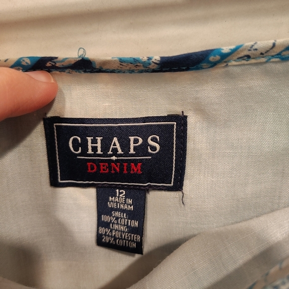 Chaps Women's Blue Multi Print Tiered Midi Skirt Sz 12-Boho Western Hippie Gypsy - Picture 2 of 6